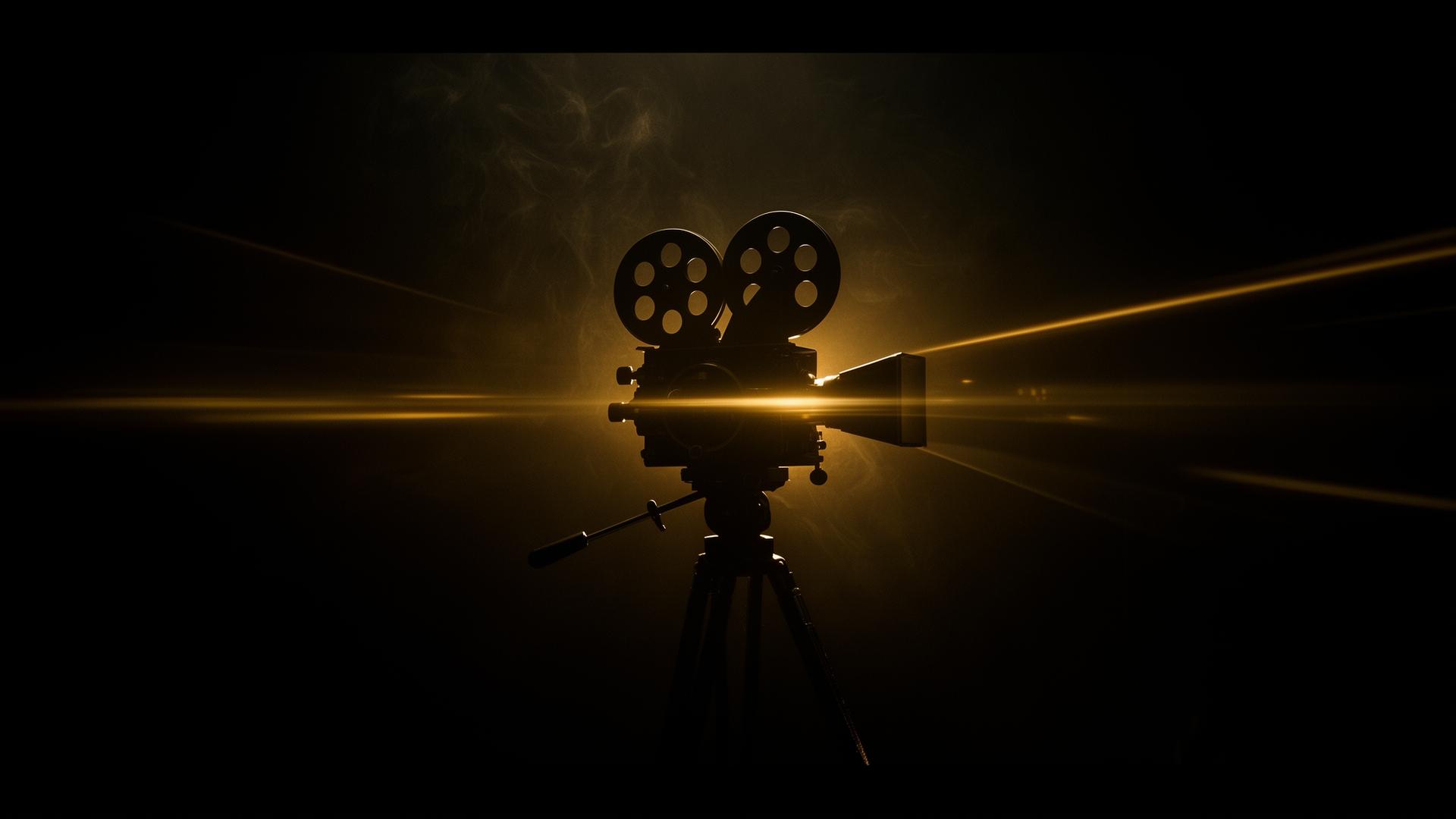 Cinematic vintage camera in golden light